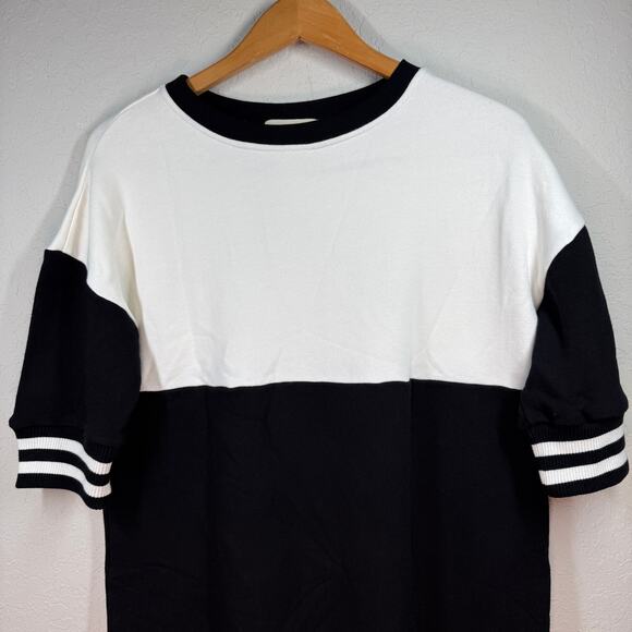 Women's Alice & Olivia Black and White Sweatshirt Short Sleeve Dress Size XS NEW - Picture 5 of 7